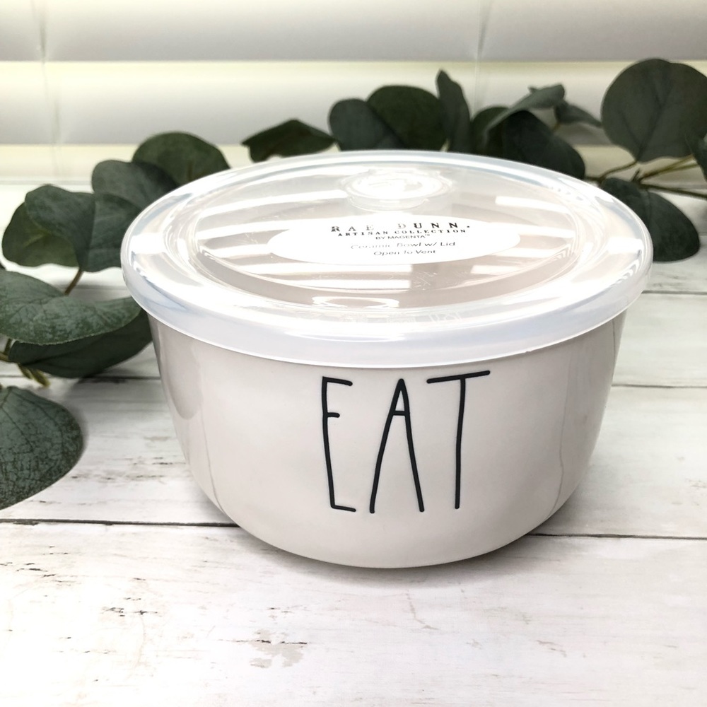 Rae Dunn EAT Ceramic Bowl With Lid